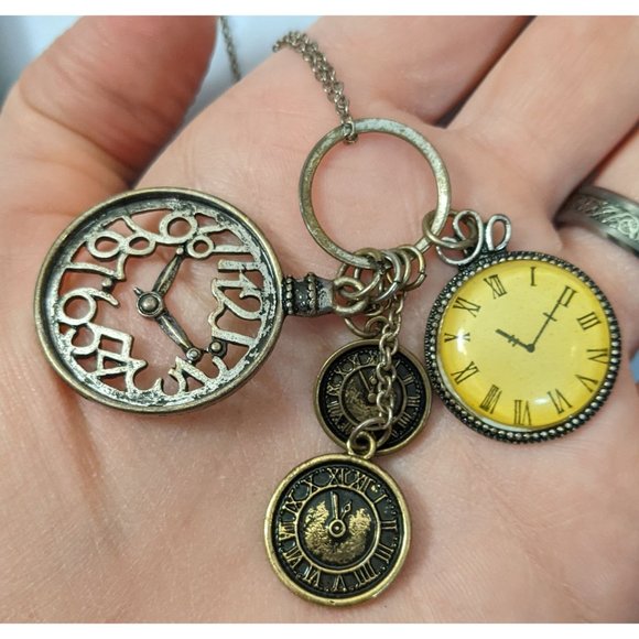 Jewelry - Silver And Gold Tone Watch Face Necklace
